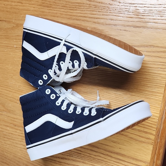 LNC! Vans Sk8-Hi High Top Canvas Shoe, Navy Blue, Unisex Women’s 8.5, Men’s 7 - Picture 5 of 8